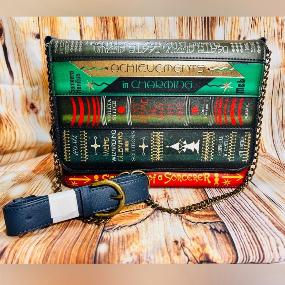 LoungeFly Fantastic Beasts Magical Books Chain Strap Crossbody Bag